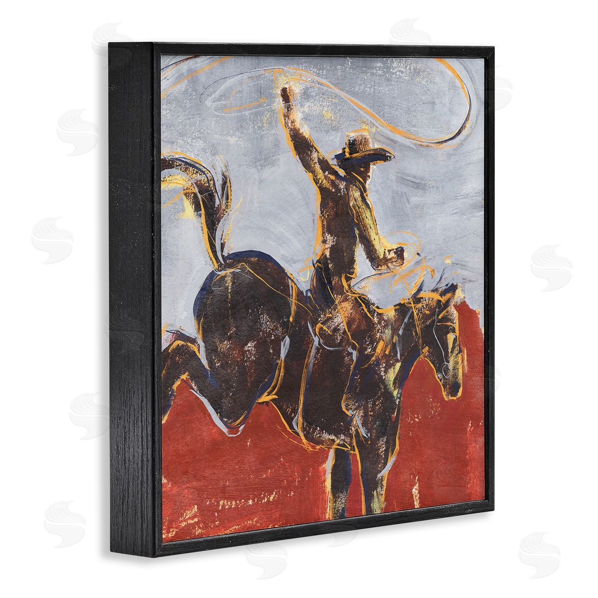 Western Cowboy Wild Horse Black Frame Print Wall Art, Home Decor by Annie Warren