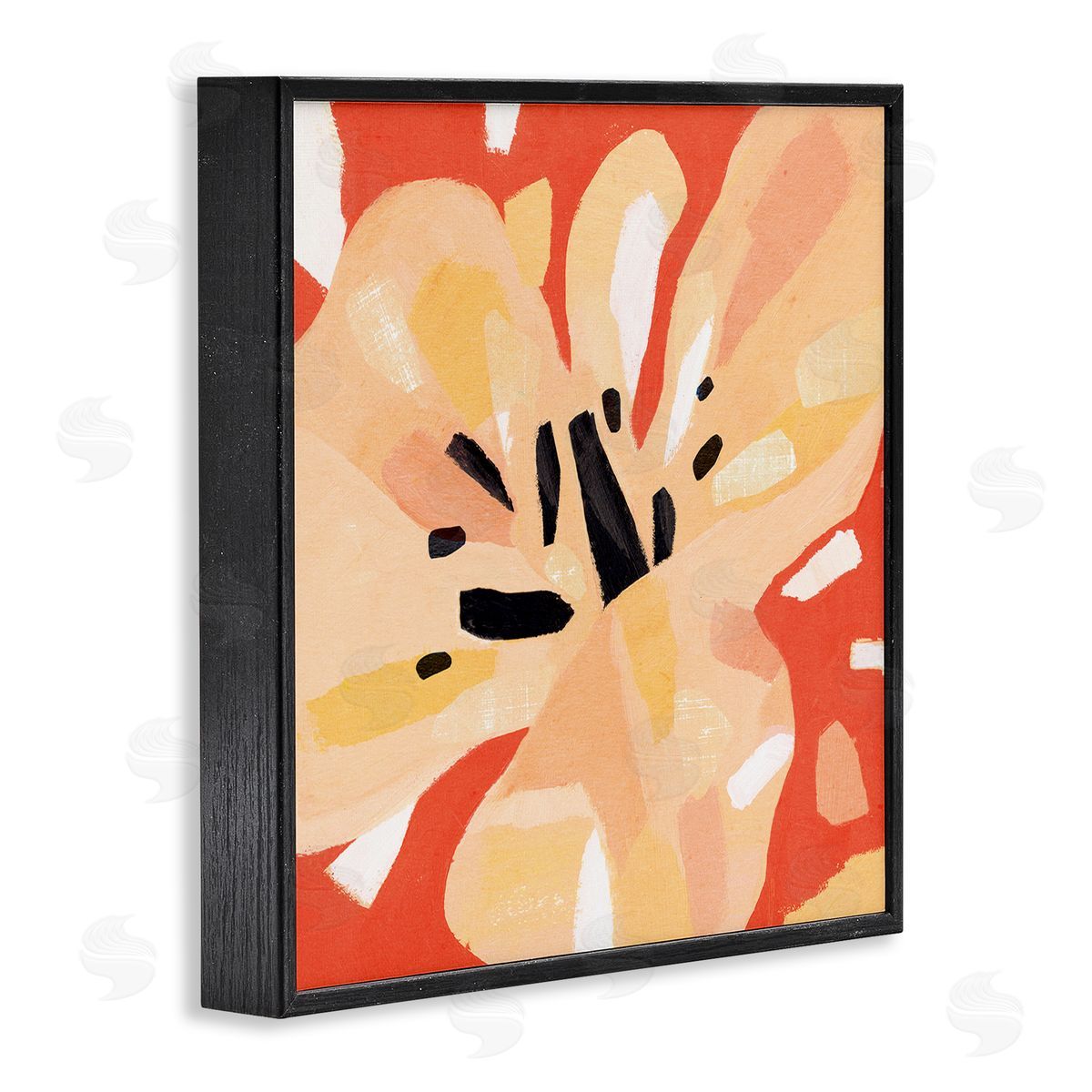 Annie Warren Tropical Floral Abstraction Vibrant Orange Yellow Black Framed Giclee Wall Art