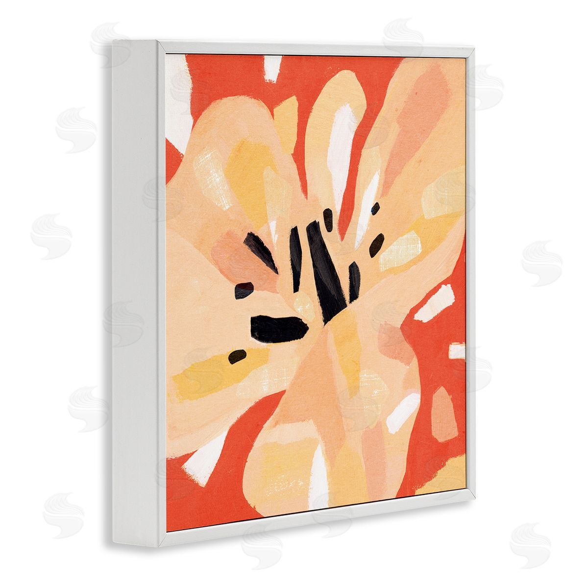 Annie Warren Tropical Floral Abstraction Vibrant Orange Yellow White Framed Giclee Wall Art