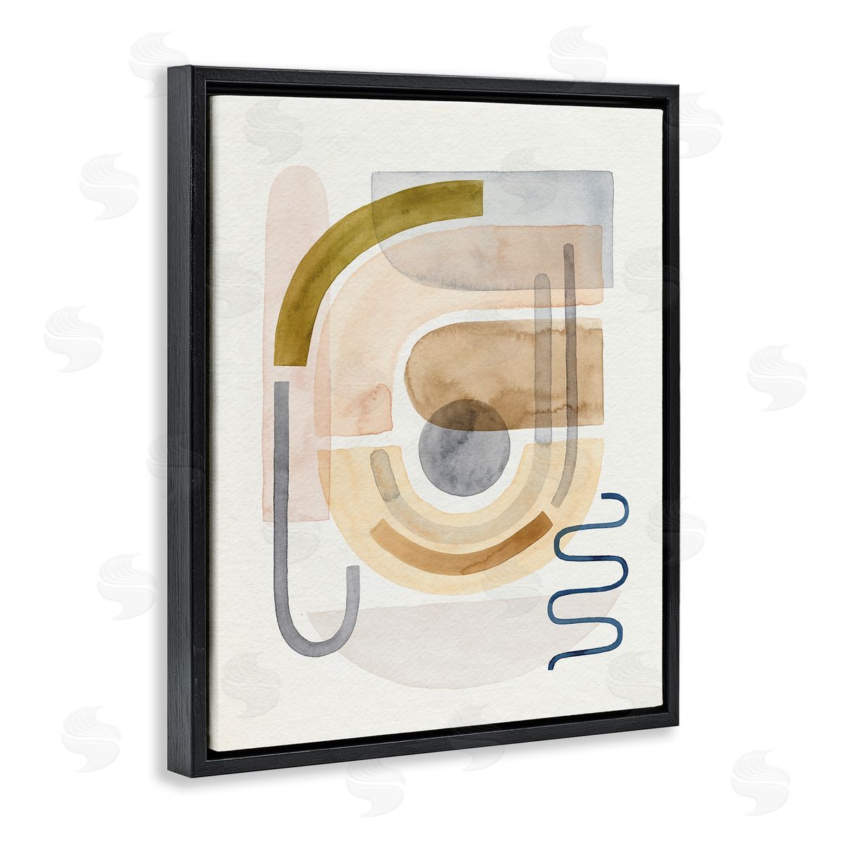 Grace Popp Blue Beige Expressive Geometric Shape Abstraction Black Floater Frame Canvas Art