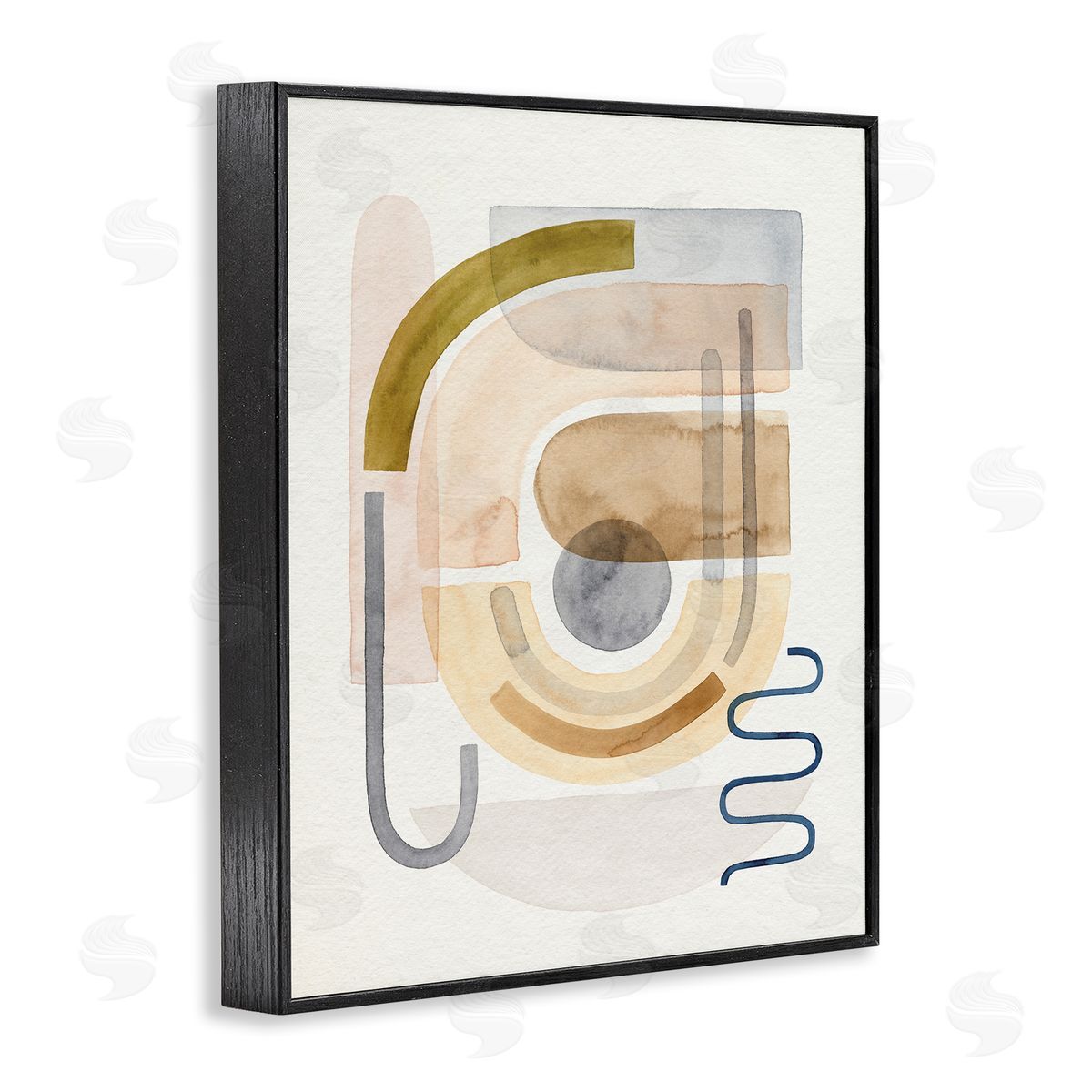 Grace Popp Blue Beige Expressive Geometric Shape Abstraction Black Framed Giclee Wall Art