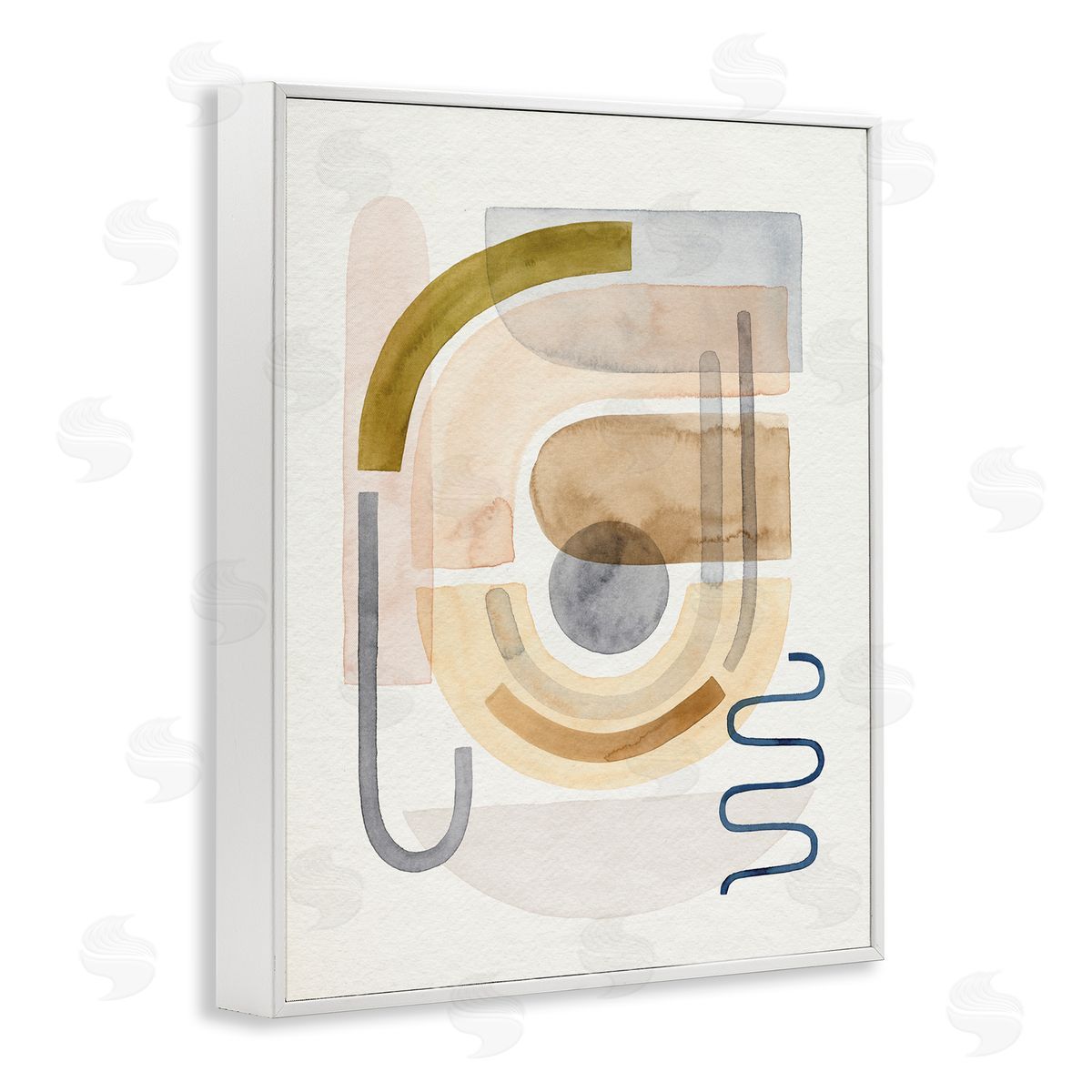 Grace Popp Blue Beige Expressive Geometric Shape Abstraction White Framed Giclee Wall Art