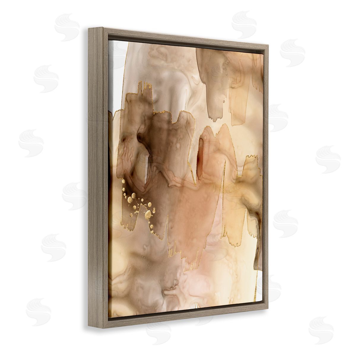Grace Popp Layers of Watercolor Brown Paint Abstraction Brown Floater Frame Canvas Art