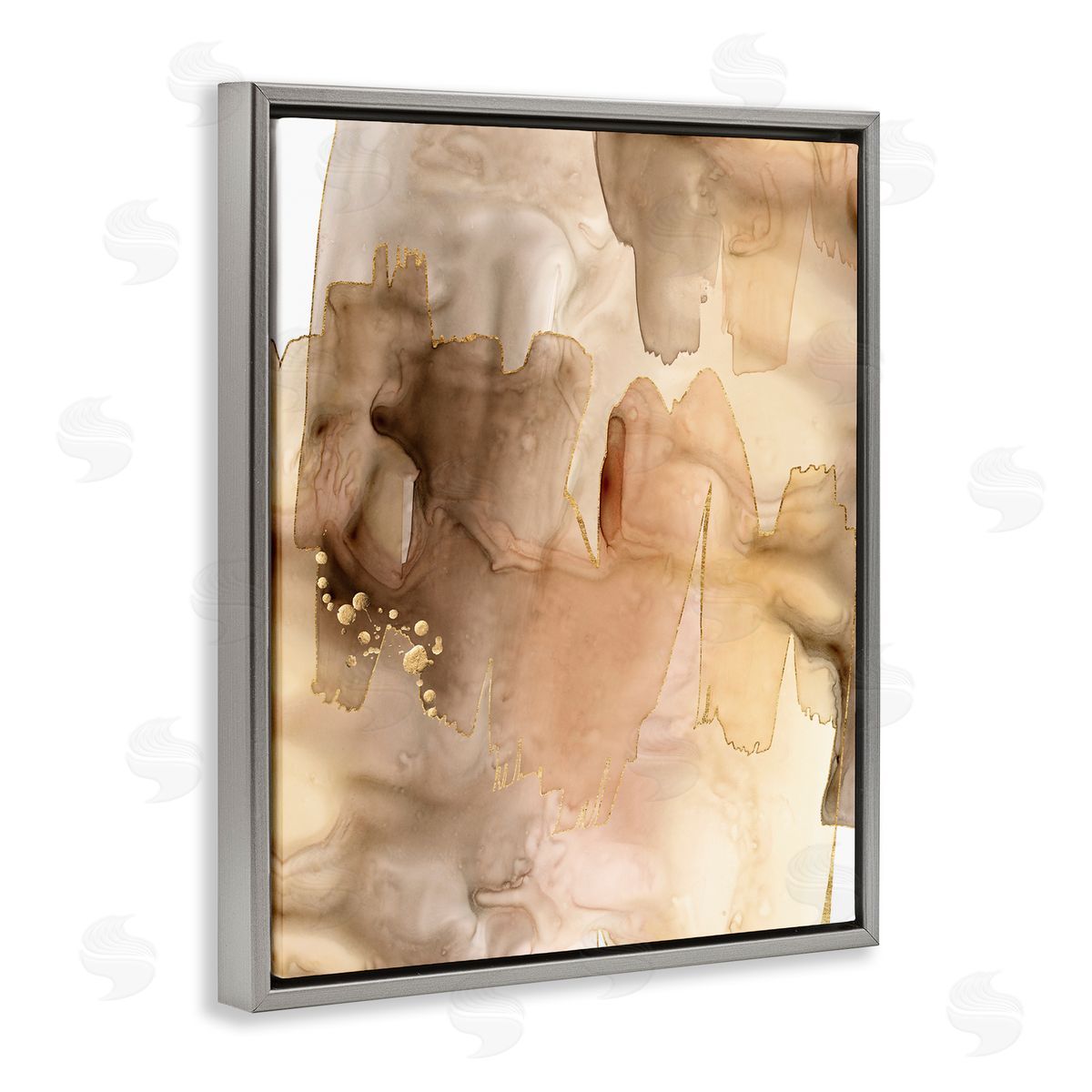 Grace Popp Layers of Watercolor Brown Paint Abstraction Gray Floater Frame Canvas Art