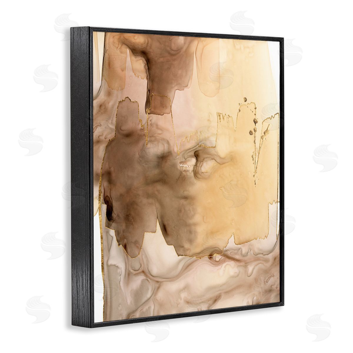 Grace Popp Wet Paint Abstraction Brown Watercolor Strokes Black Framed Giclee Wall Art