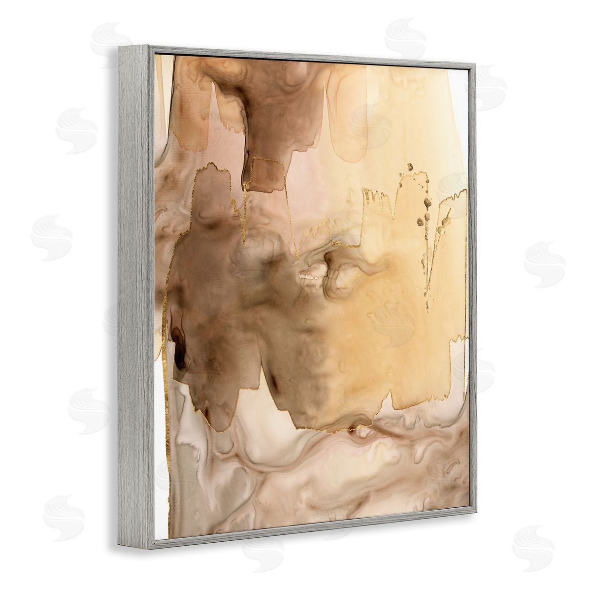 Grace Popp Wet Paint Abstraction Brown Watercolor Strokes Gray Framed Giclee Wall Art