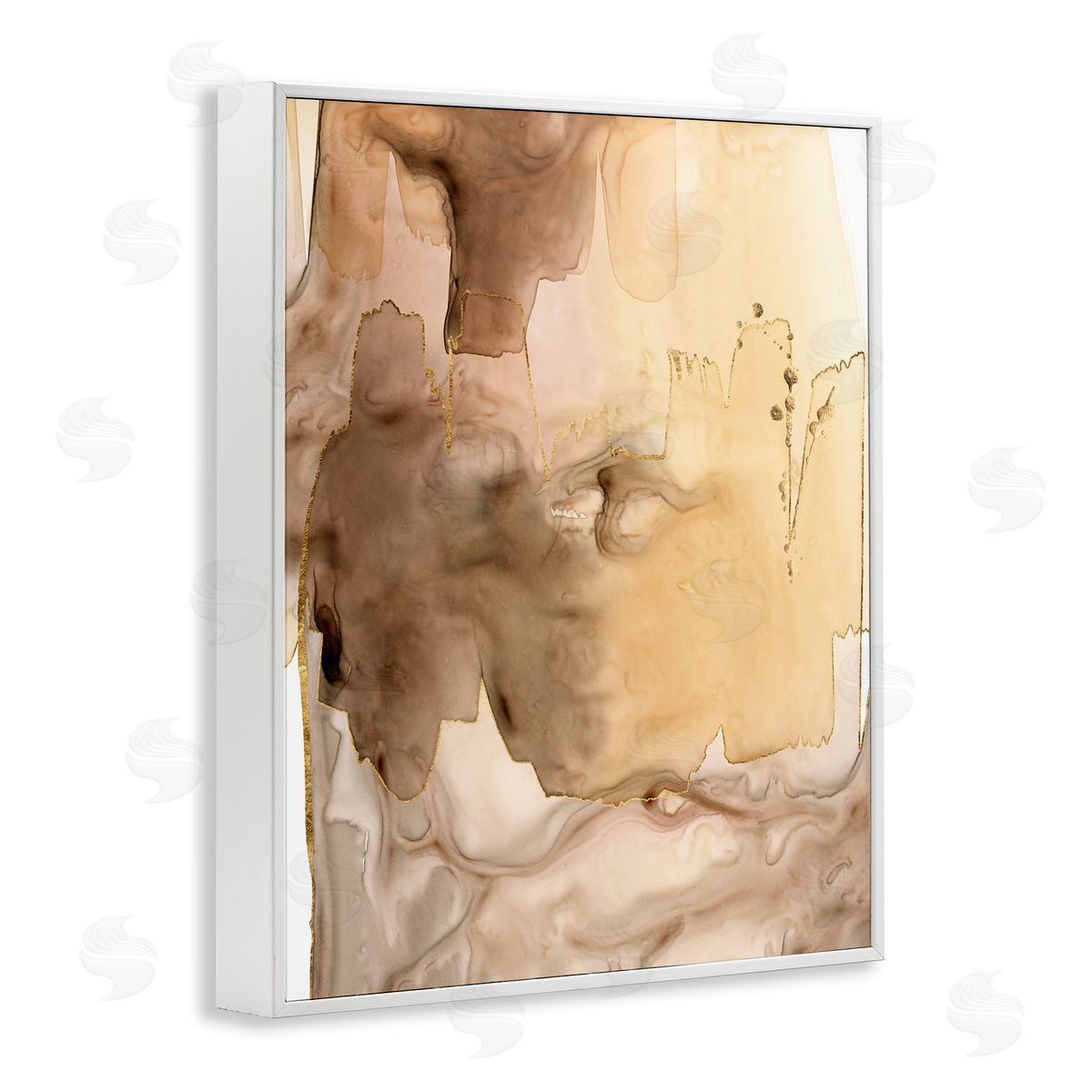 Grace Popp Wet Paint Abstraction Brown Watercolor Strokes White Framed Giclee Wall Art