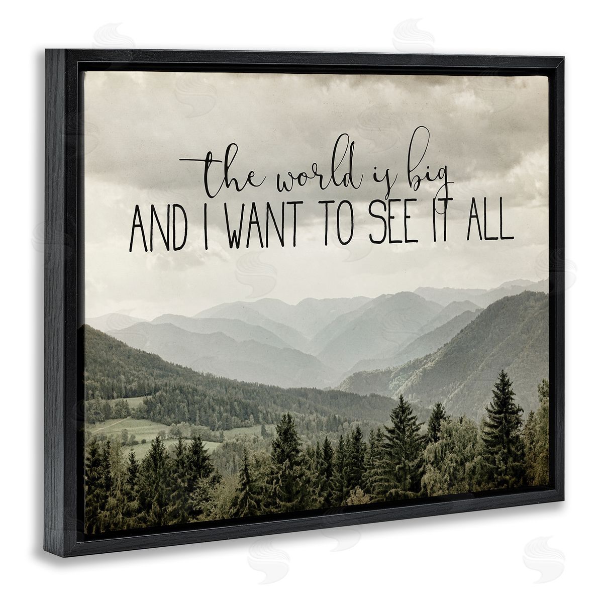 Anne Bailey See It All Phrase Forest Tree Mountain Range Black Floater Frame Canvas Art