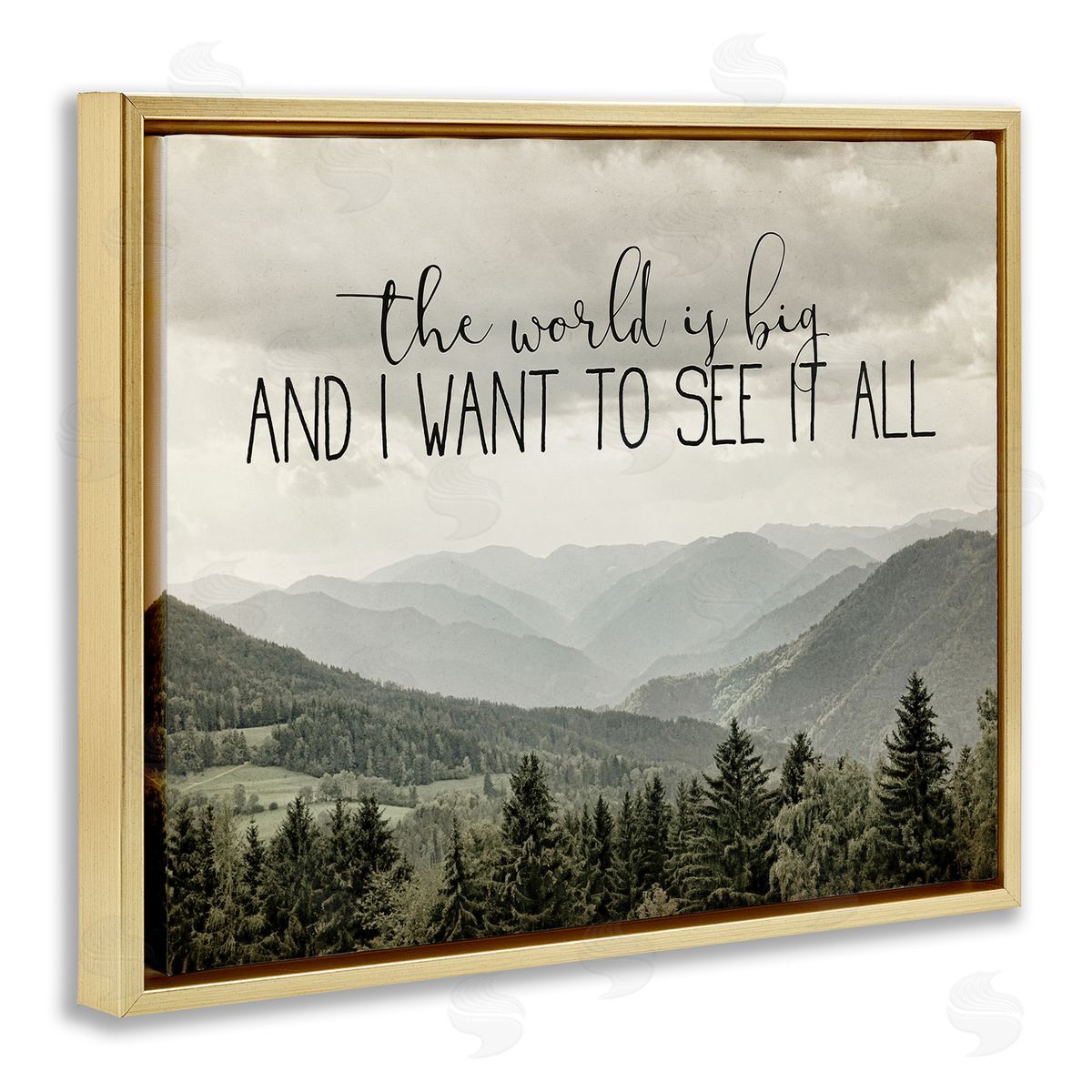 Anne Bailey See It All Phrase Forest Tree Mountain Range Gold Floater Frame Canvas Art