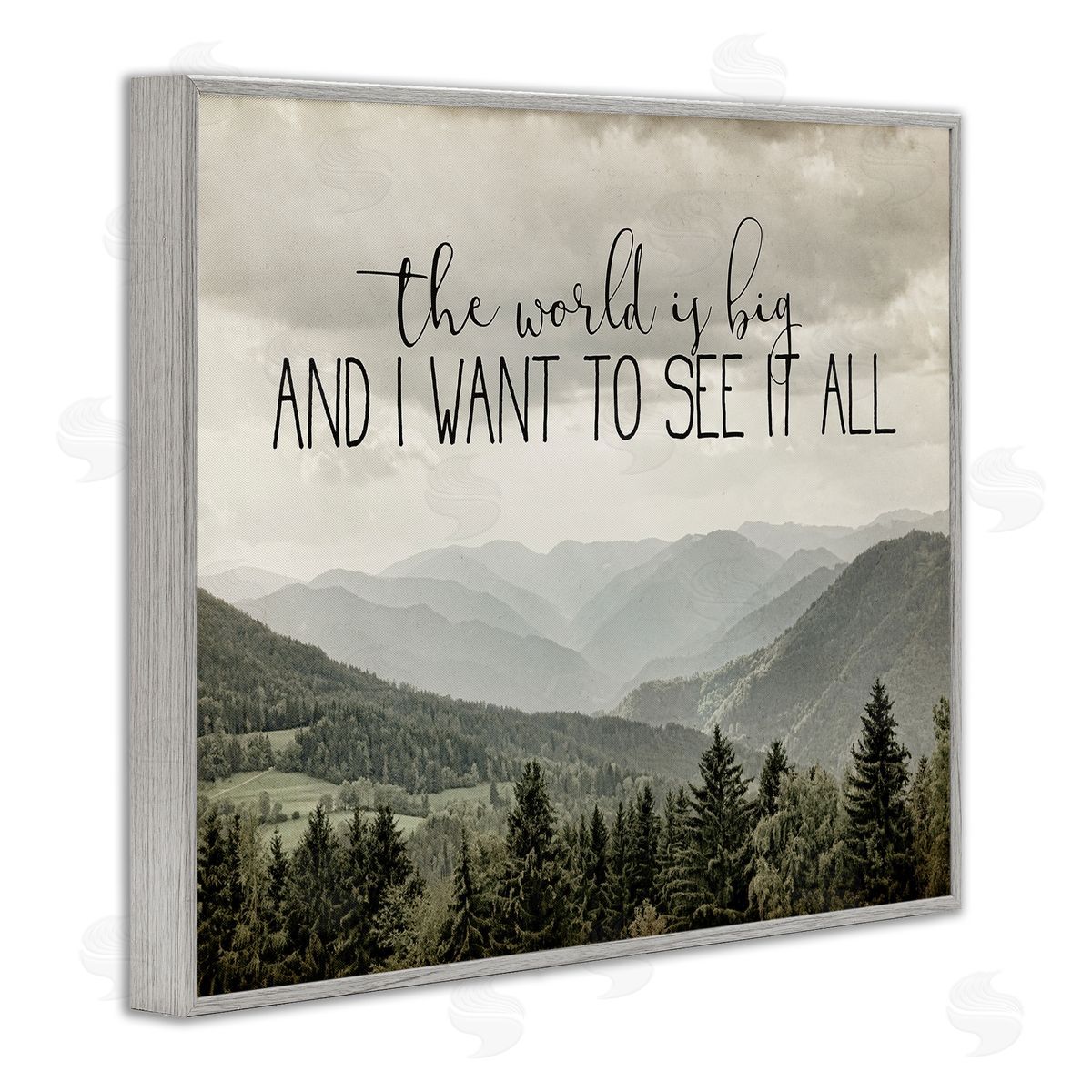Anne Bailey See It All Phrase Forest Tree Mountain Range Gray Framed Giclee Wall Art