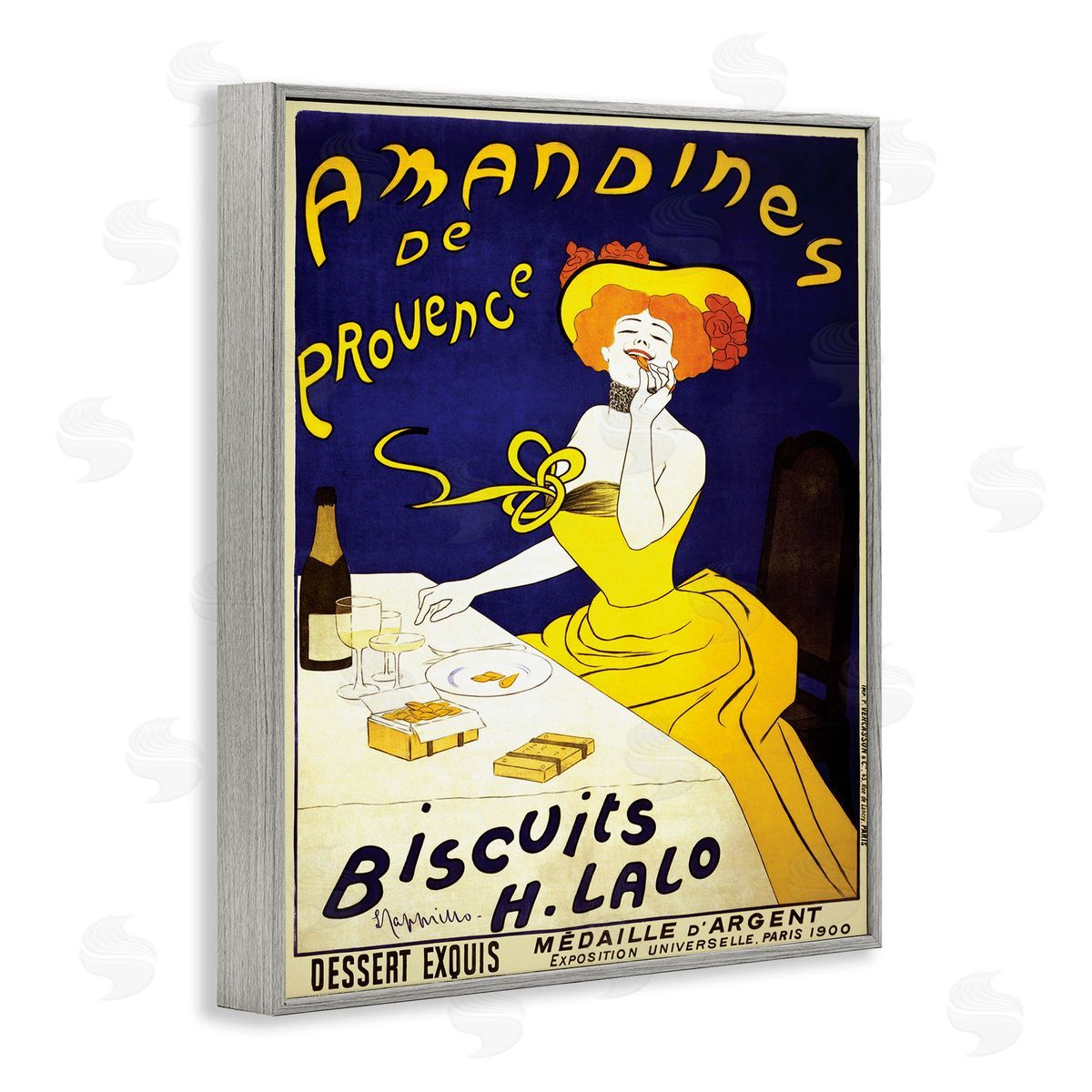 Leonetto Cappiello Vintage Parisian Amandine's Biscuits European Advertisement  Gray Framed Giclee Wall Art