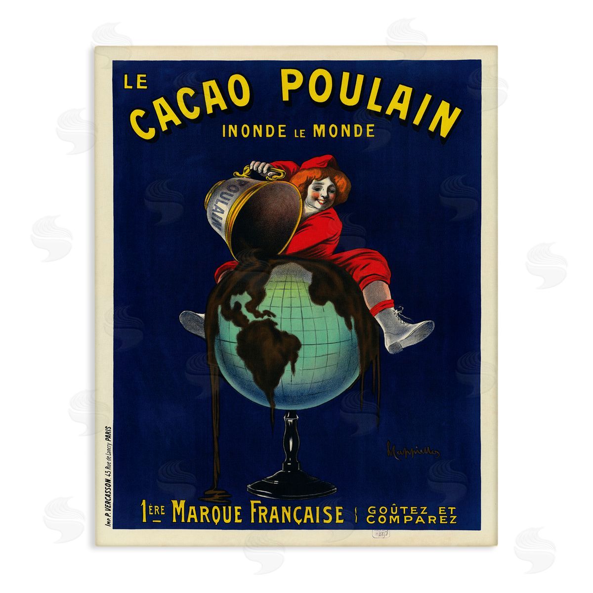 Leonetto Cappiello Vintage Cacao Chocolate Advertisement Parisian Dessert Canvas Wall Art