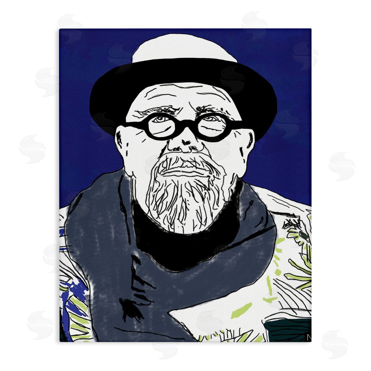 Nancy Ferrara Chuck in Winter Attire Abstract Artist Portrait Canvas Wall Art