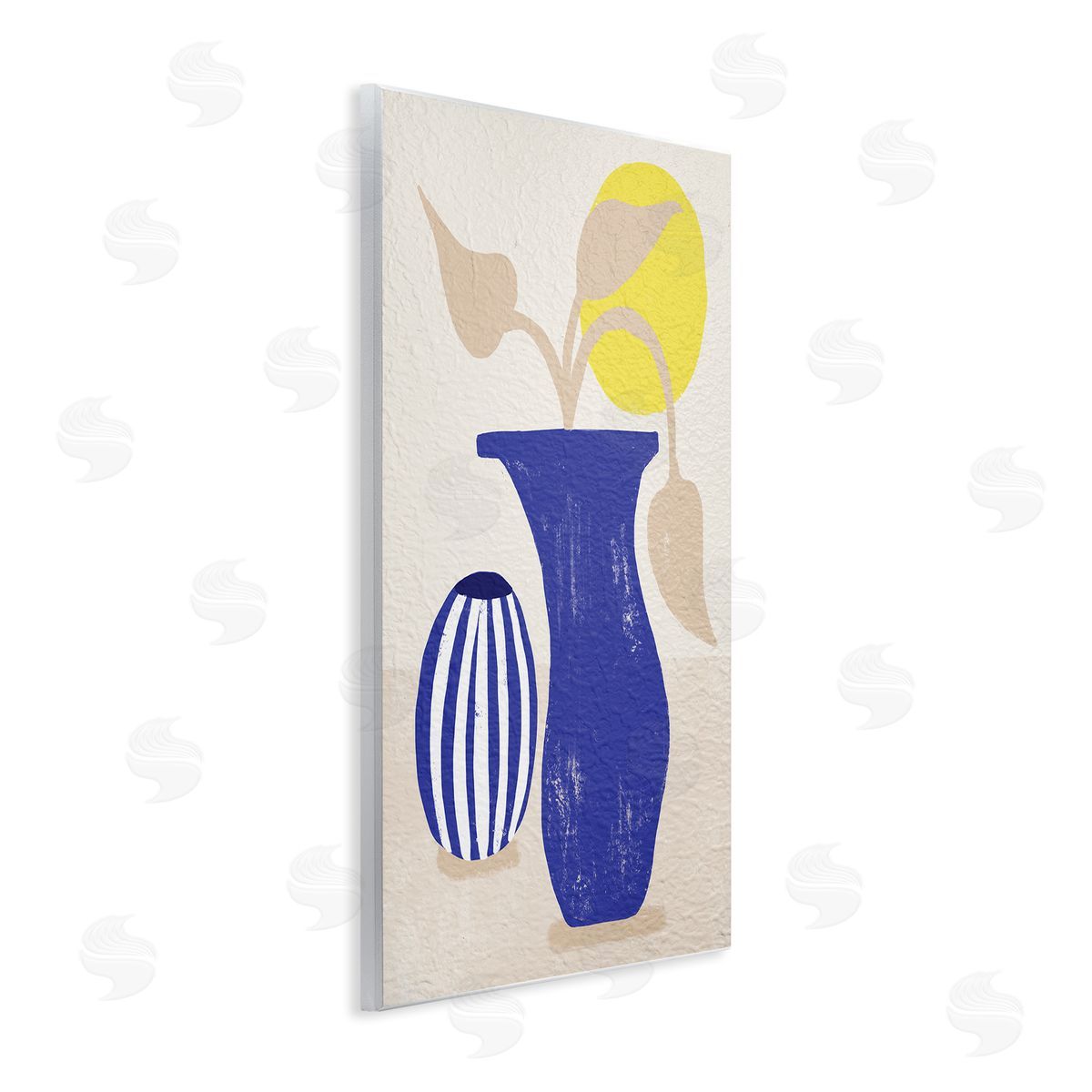 Stupell Studio Blue Plant Vase Western Terracotta Yellow Sun Wall Plaque Art