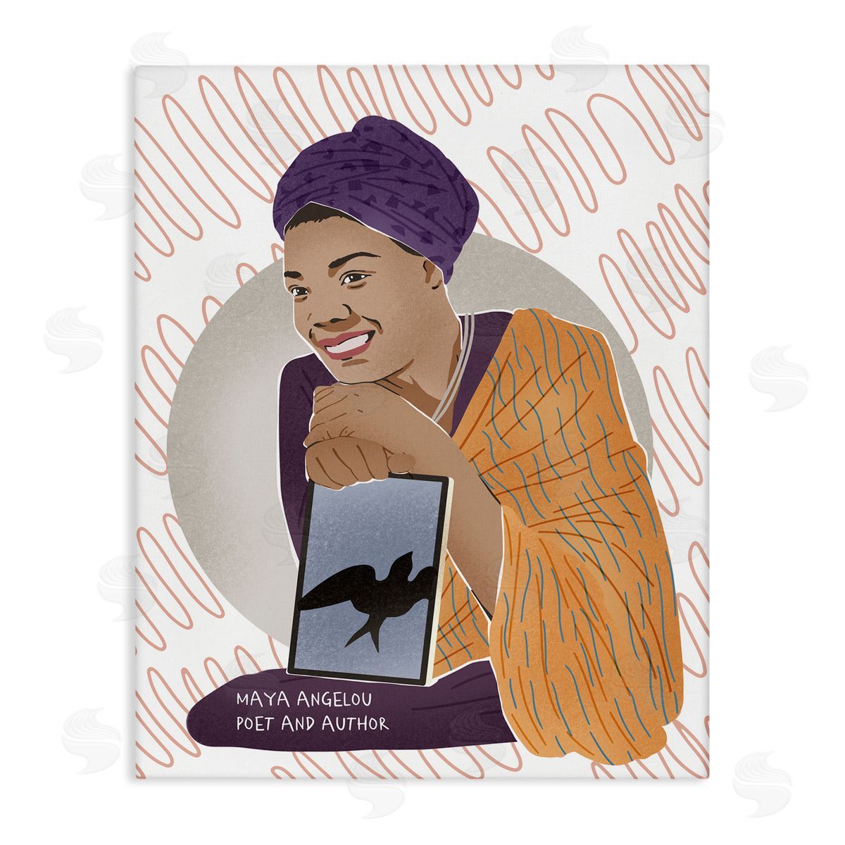 Ziwei Li Maya With Book Over Pattern Female Literary Icon Canvas Wall Art