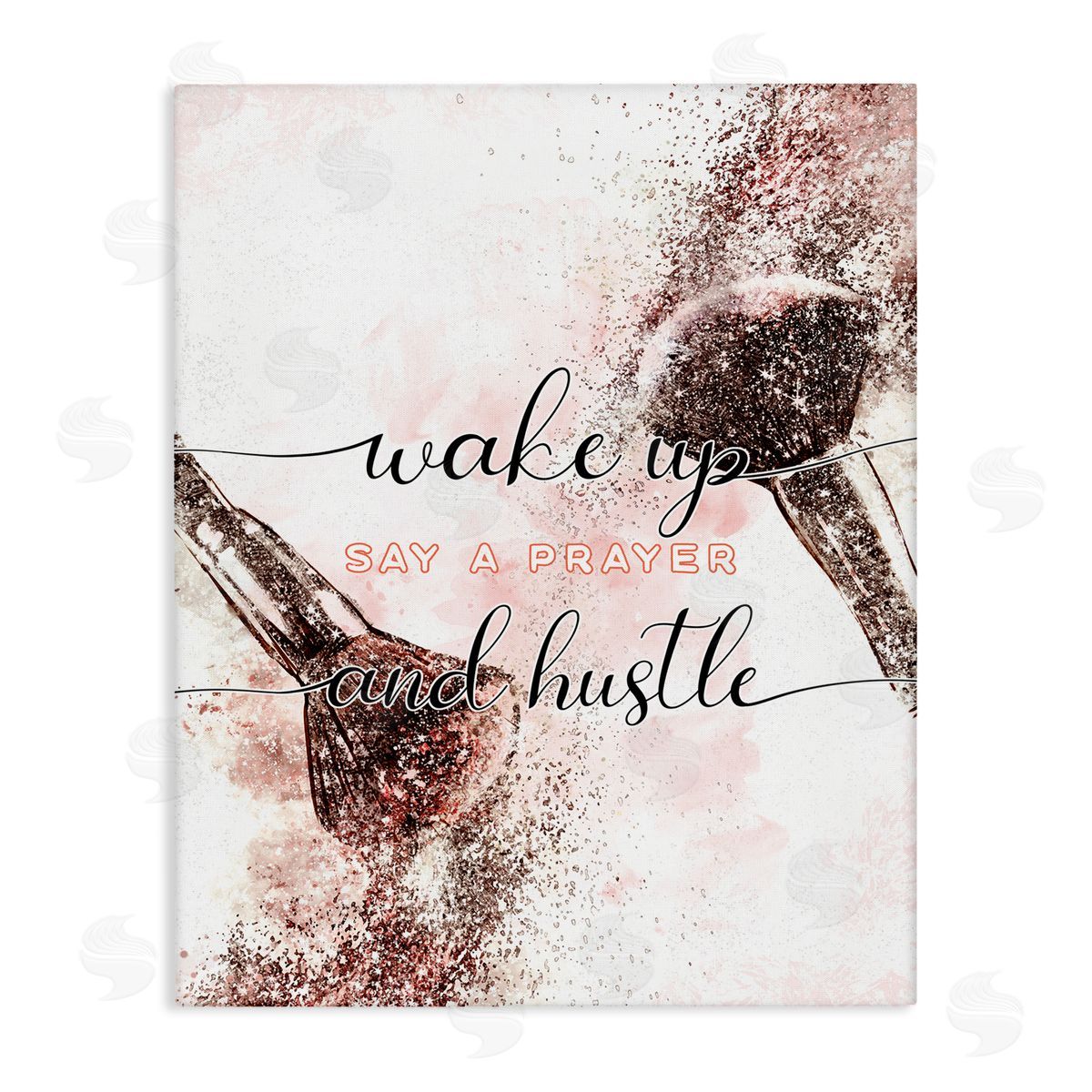 Ziwei Li Pray And Hustle Phrase Glam Cosmetic Brush Canvas Wall Art