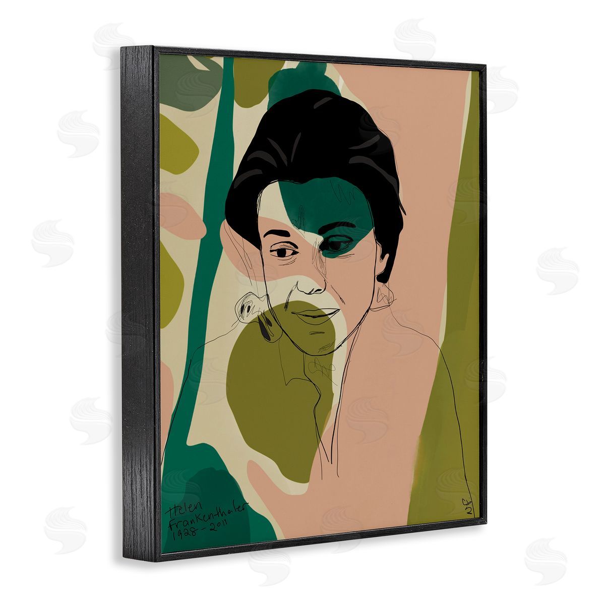 Nancy Ferrara Frankenthaler Painter Portrait Abstract Green Shapes Black Framed Giclee Wall Art