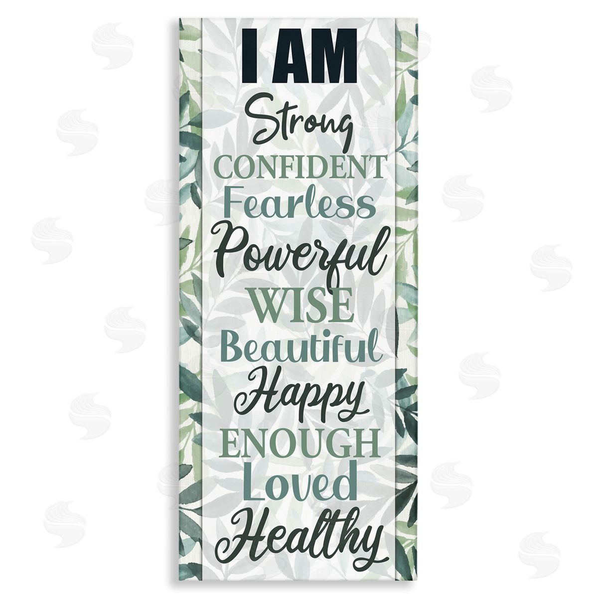 Kim Allen I Am Inspirational Phrases over Tropical Green Palms Canvas Wall Art