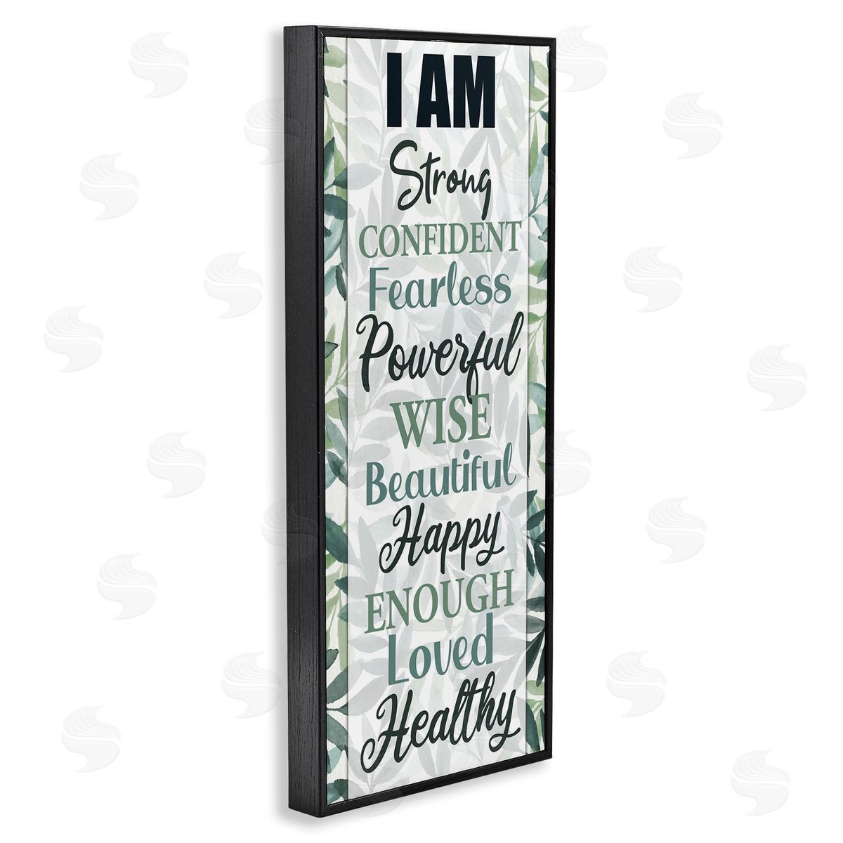 Kim Allen I Am Inspirational Phrases over Tropical Green Palms Black Framed Giclee Wall Art