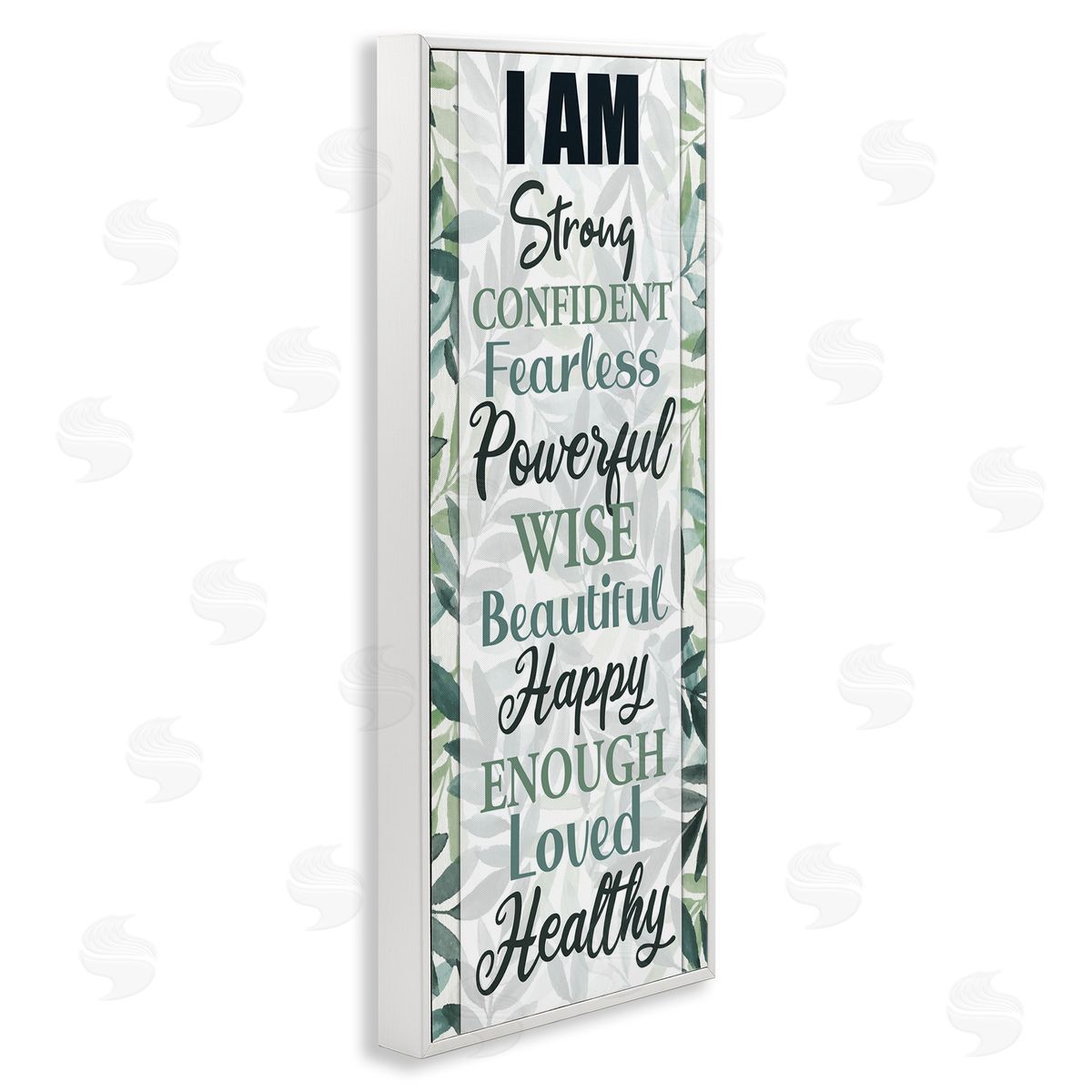 Kim Allen I Am Inspirational Phrases over Tropical Green Palms White Framed Giclee Wall Art