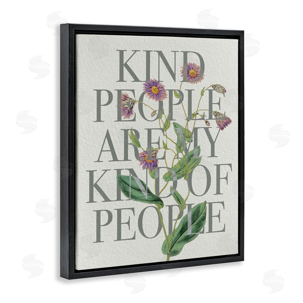 Stupell Studio Kind People Are My People Phrase Purple Wild Flowers Black Floater Frame Canvas Art