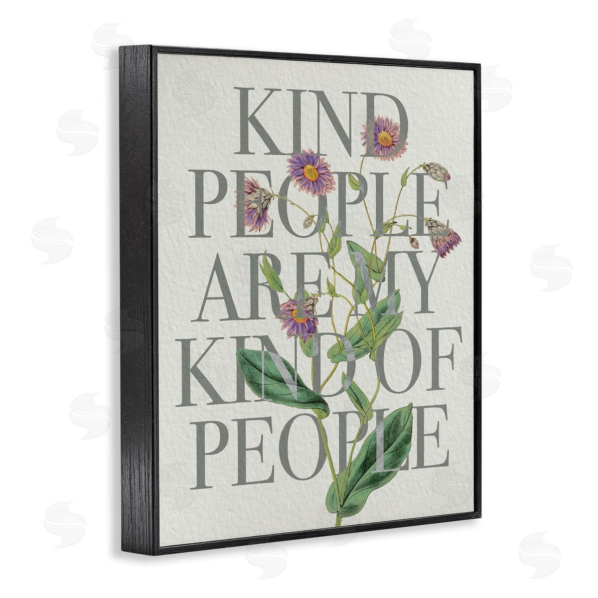 Stupell Studio Kind People Are My People Phrase Purple Wild Flowers Black Framed Giclee Wall Art