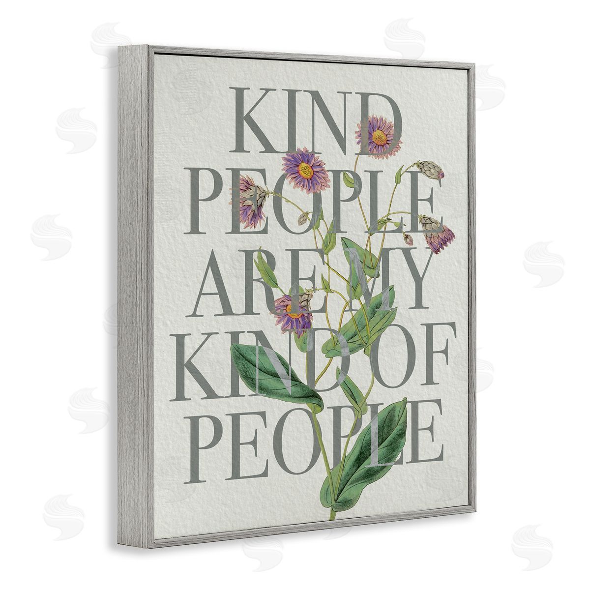 Stupell Studio Kind People Are My People Phrase Purple Wild Flowers Gray Framed Giclee Wall Art