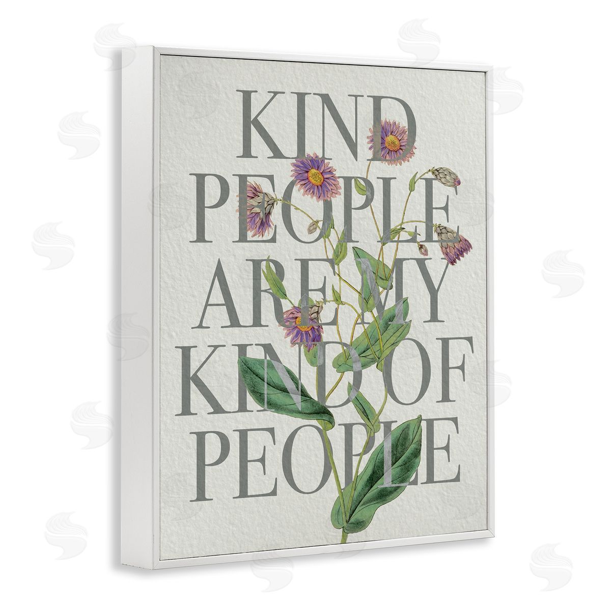 Stupell Studio Kind People Are My People Phrase Purple Wild Flowers White Framed Giclee Wall Art