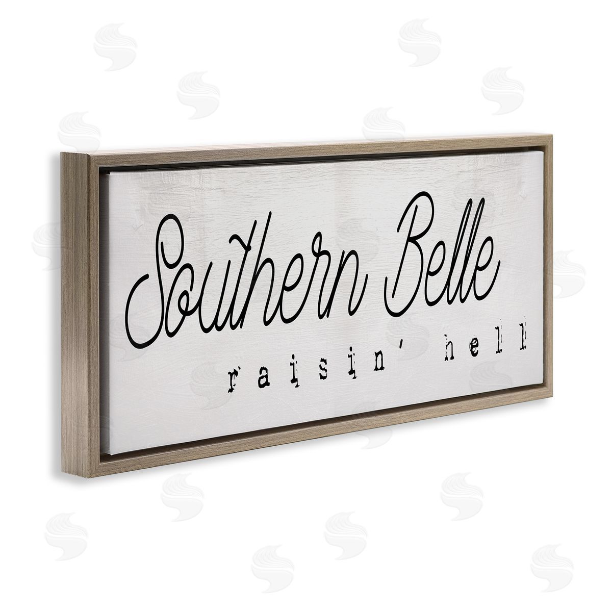 Stupell Studio Charming Southern Belle Raisin' Hell Country Phrase Brown Floater Frame Canvas Art