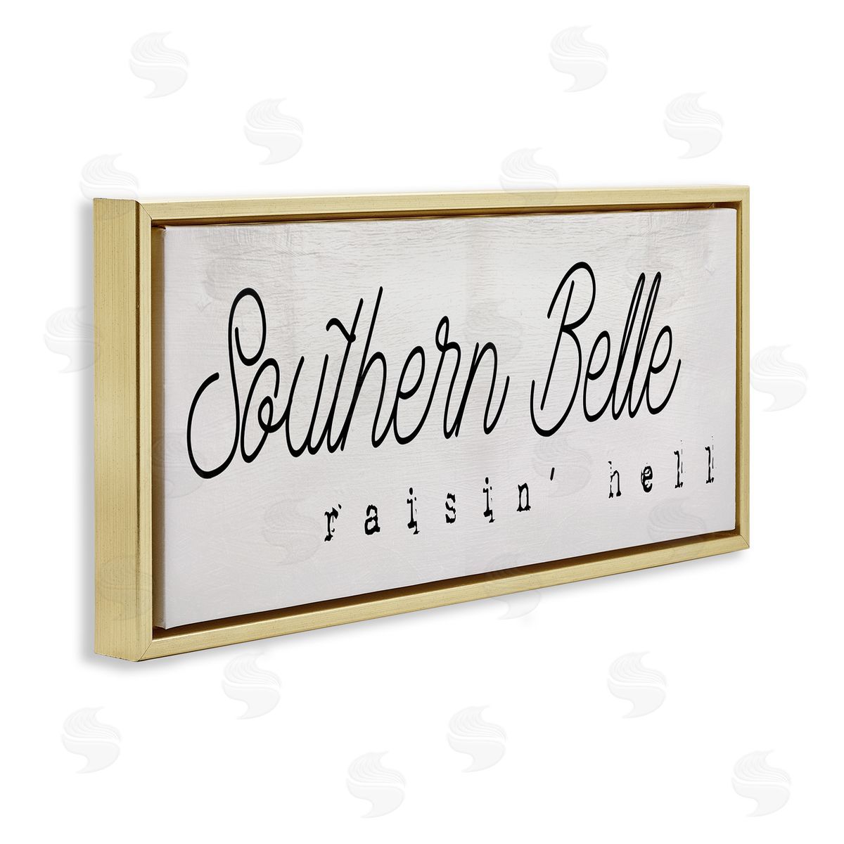 Stupell Studio Charming Southern Belle Raisin' Hell Country Phrase Gold Floater Frame Canvas Art