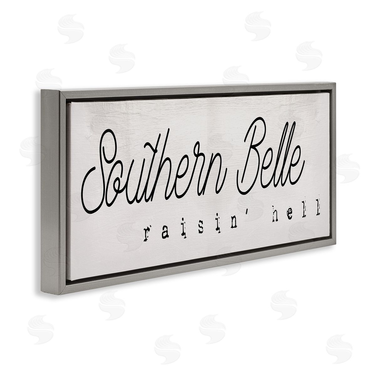 Stupell Studio Charming Southern Belle Raisin' Hell Country Phrase Gray Floater Frame Canvas Art