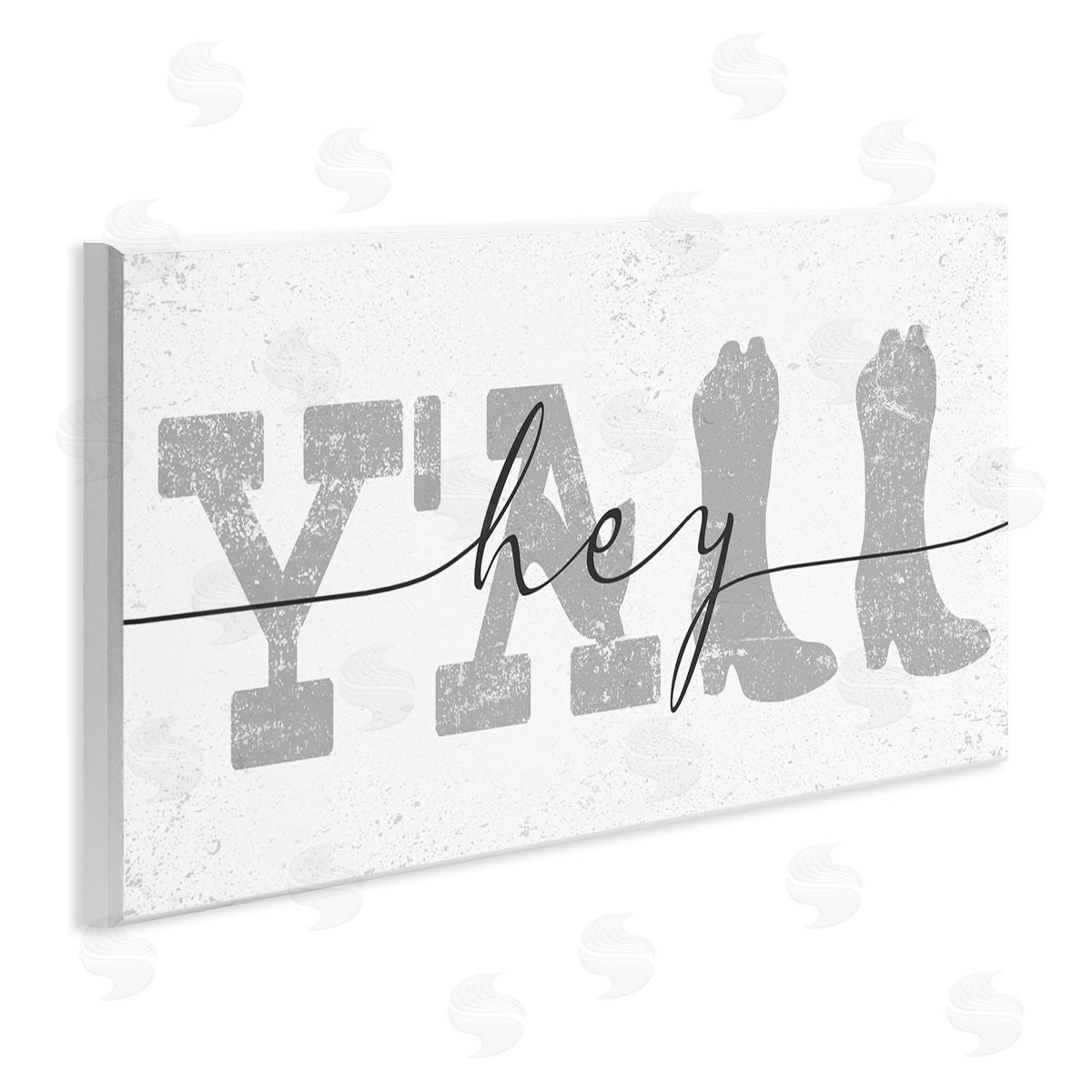 Stupell Studio Distressed Western Hey Y'all Cowboy Boots Phrase Wall Plaque Art