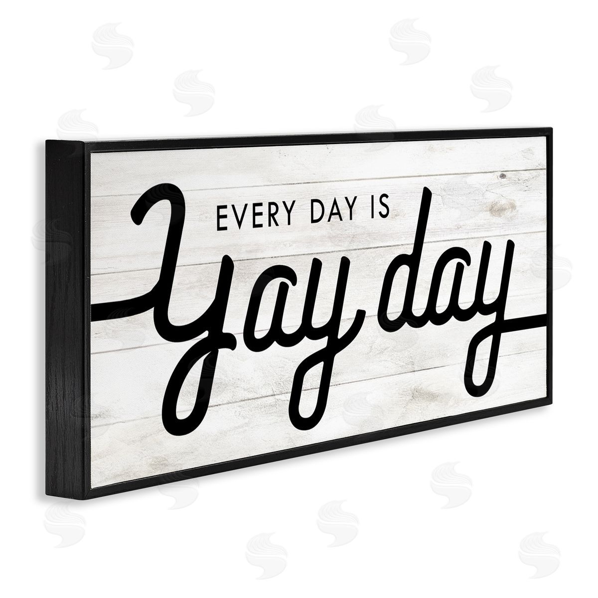 Stupell Studio Everyday is Yay Day Charming Minimal Planked Look Black Framed Giclee Wall Art