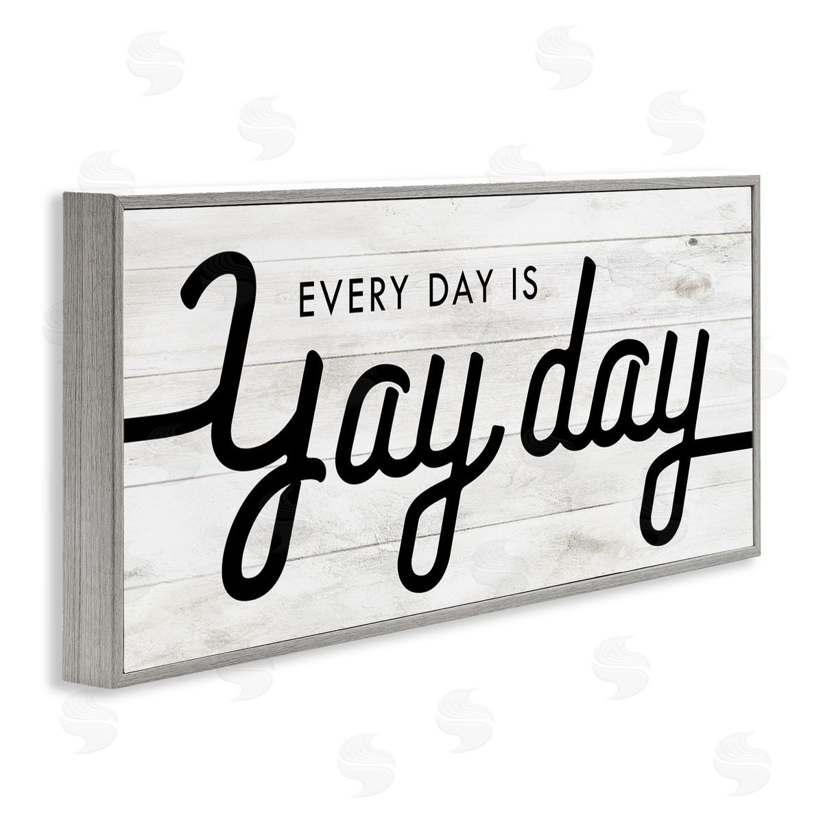 Stupell Studio Everyday is Yay Day Charming Minimal Planked Look Gray Framed Giclee Wall Art