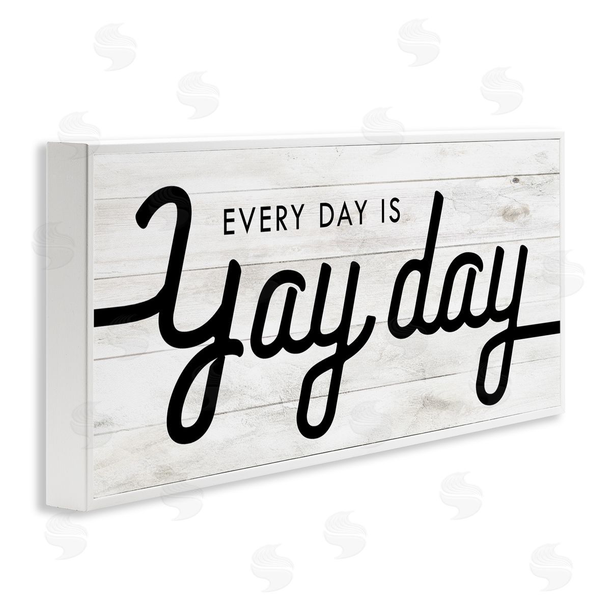 Stupell Studio Everyday is Yay Day Charming Minimal Planked Look White Framed Giclee Wall Art