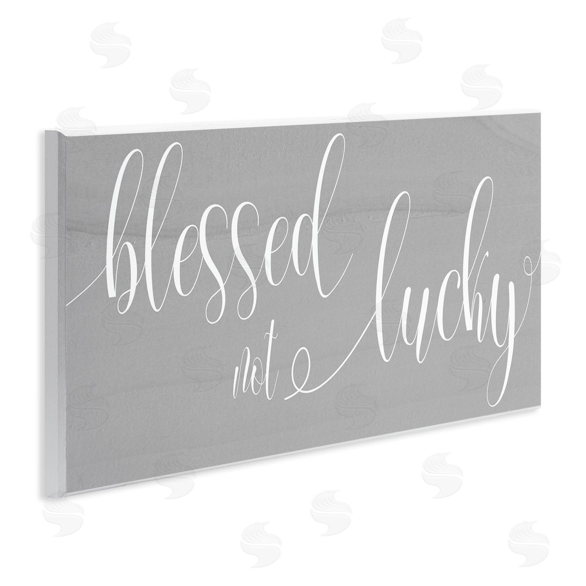 Stupell Studio Blessed Not Lucky Charming Cursive Text over Grey Wall Plaque Art