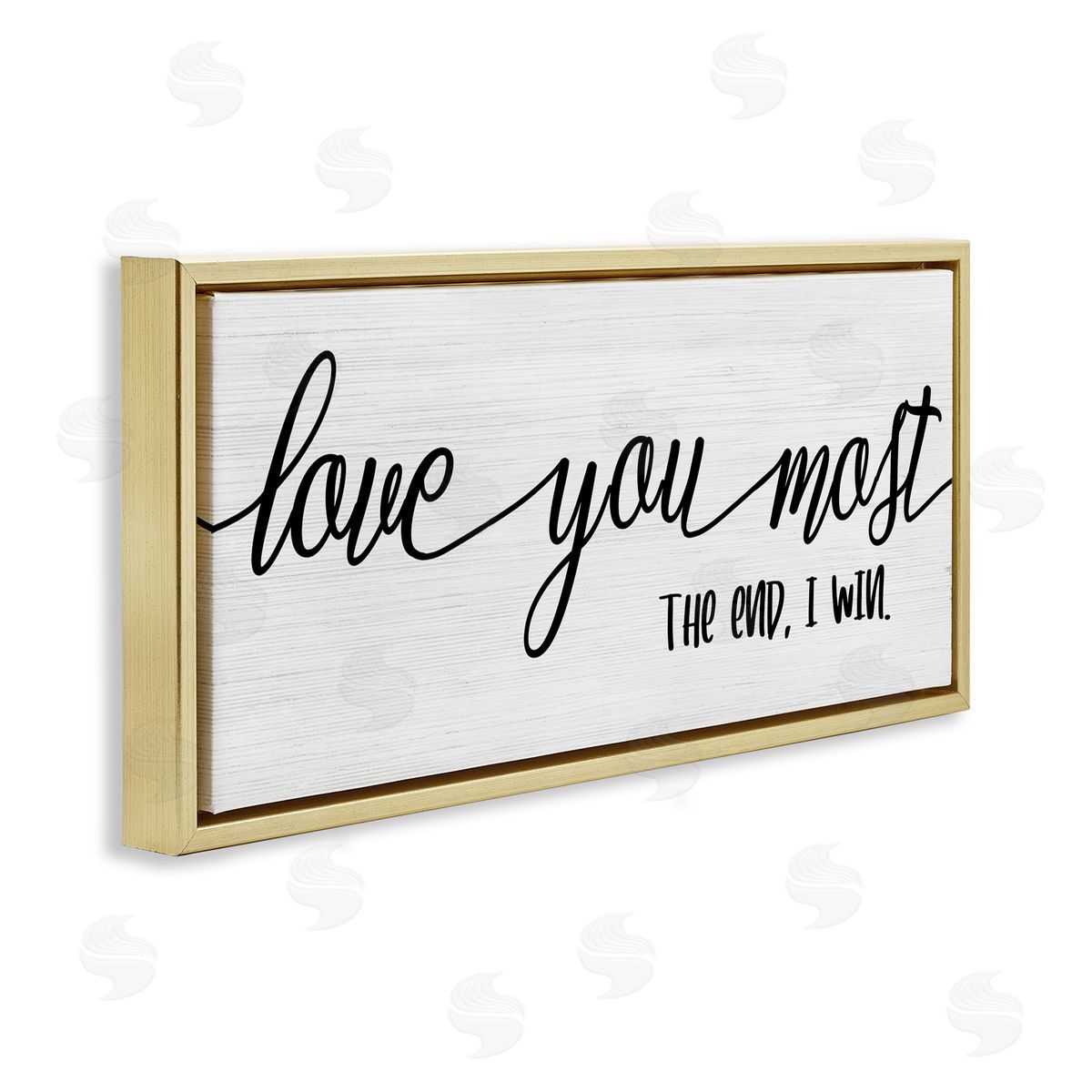 Stupell Studio Love You Most I Win Romantic Phrase Black White Gold Floater Frame Canvas Art