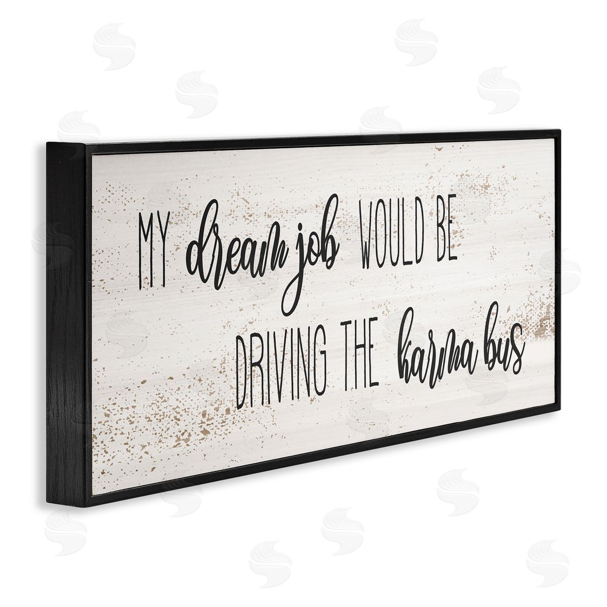 Stupell Studio Dream Job Driving Karma Bus Whimsical Cursive Script Black Framed Giclee Wall Art