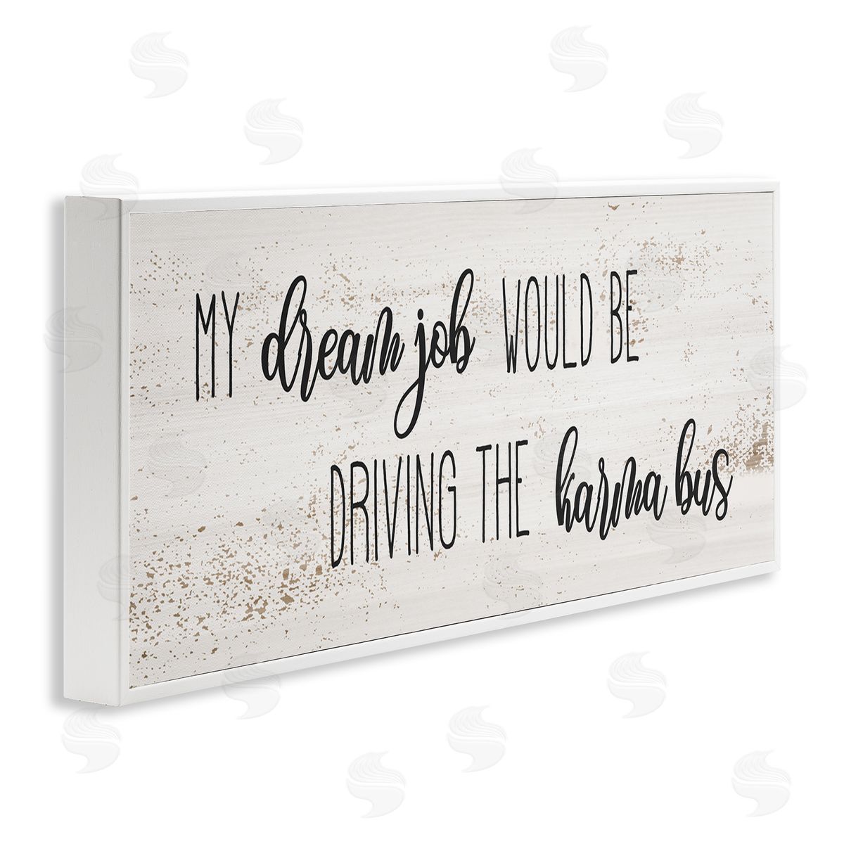 Stupell Studio Dream Job Driving Karma Bus Whimsical Cursive Script White Framed Giclee Wall Art