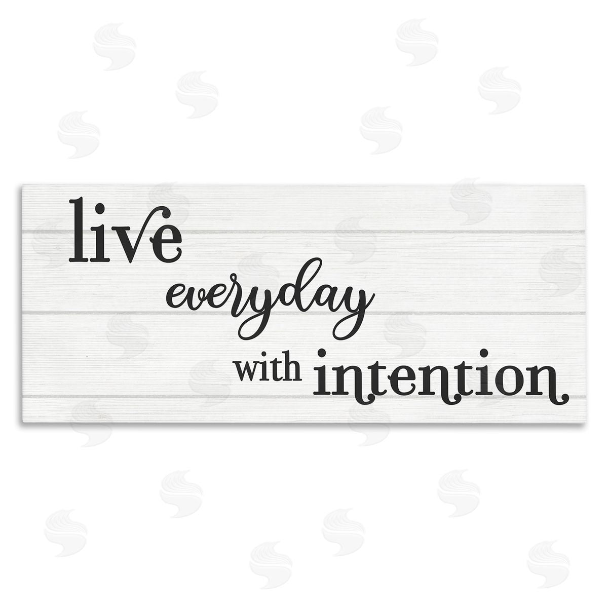 Stupell Studio Everyday with Intention Phrase Minimal Black White Text Canvas Wall Art