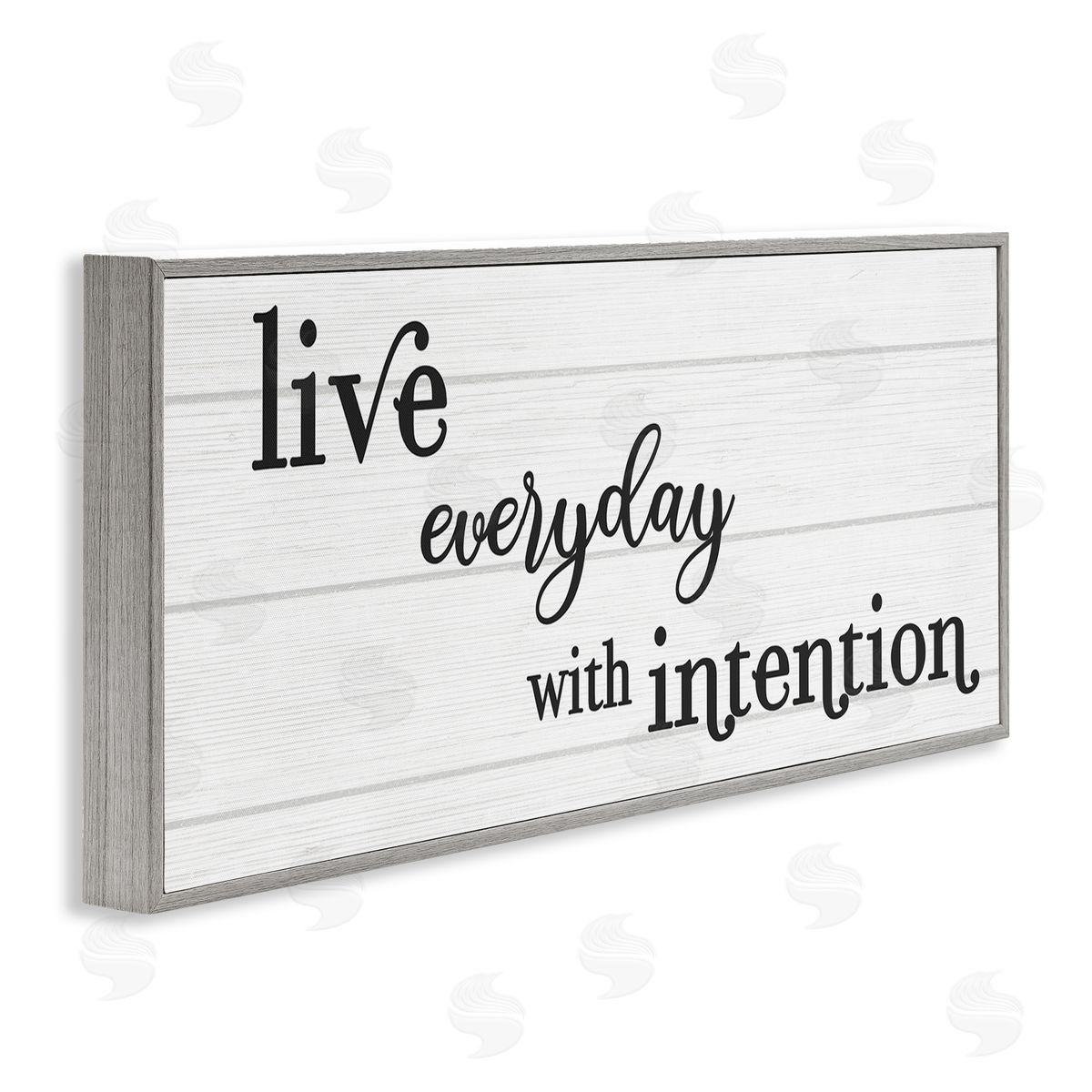 Stupell Studio Everyday with Intention Phrase Minimal Black White Text Gray Framed Giclee Wall Art