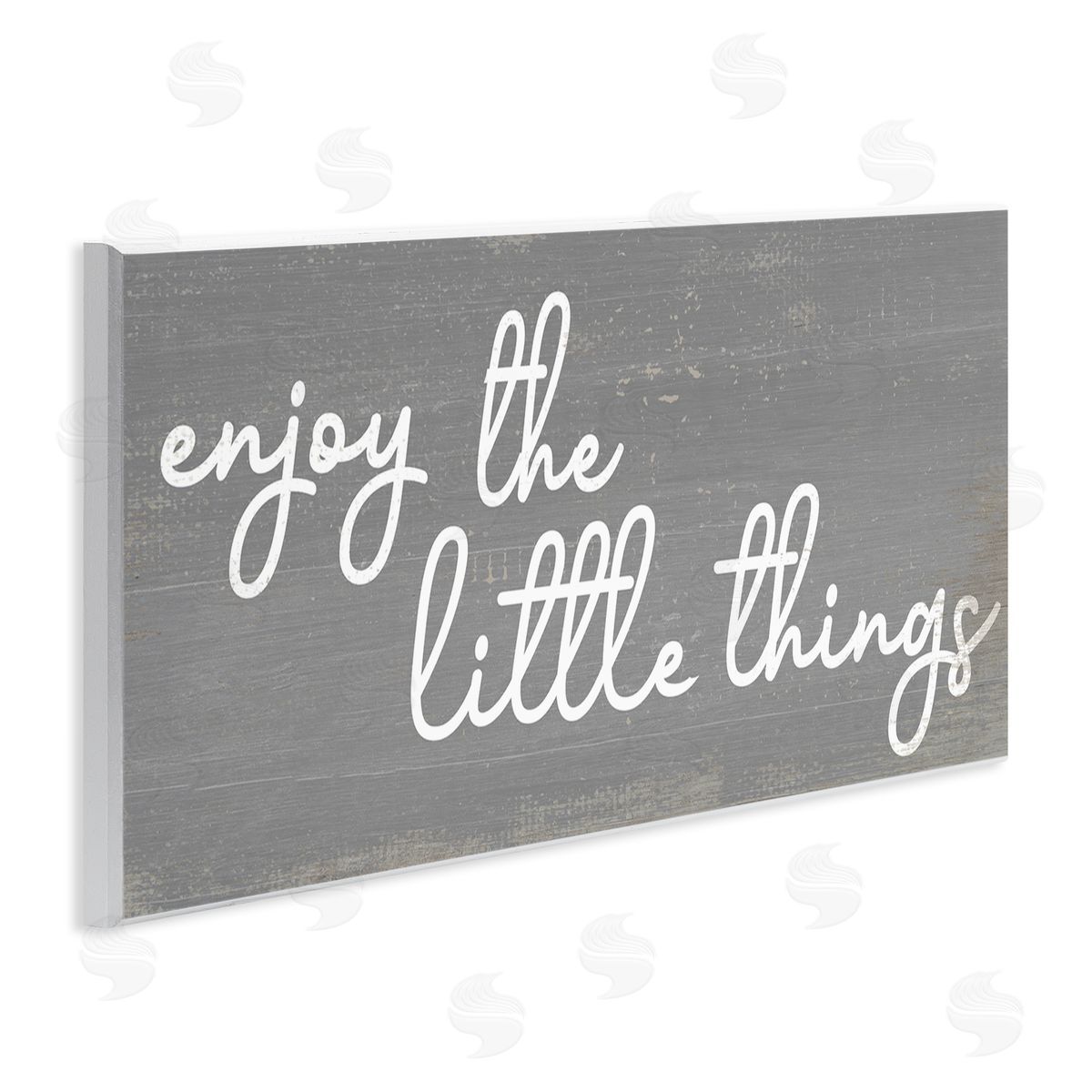 Stupell Studio Enjoy the Little Things Phrase Cursive Grey White Wall Plaque Art