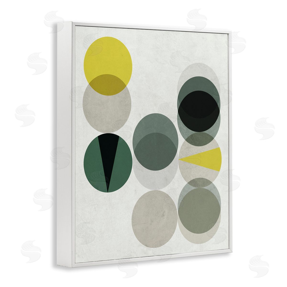 Stupell Studio Earth Tone Layered Circular Shapes Green Grey White Framed Giclee Wall Art