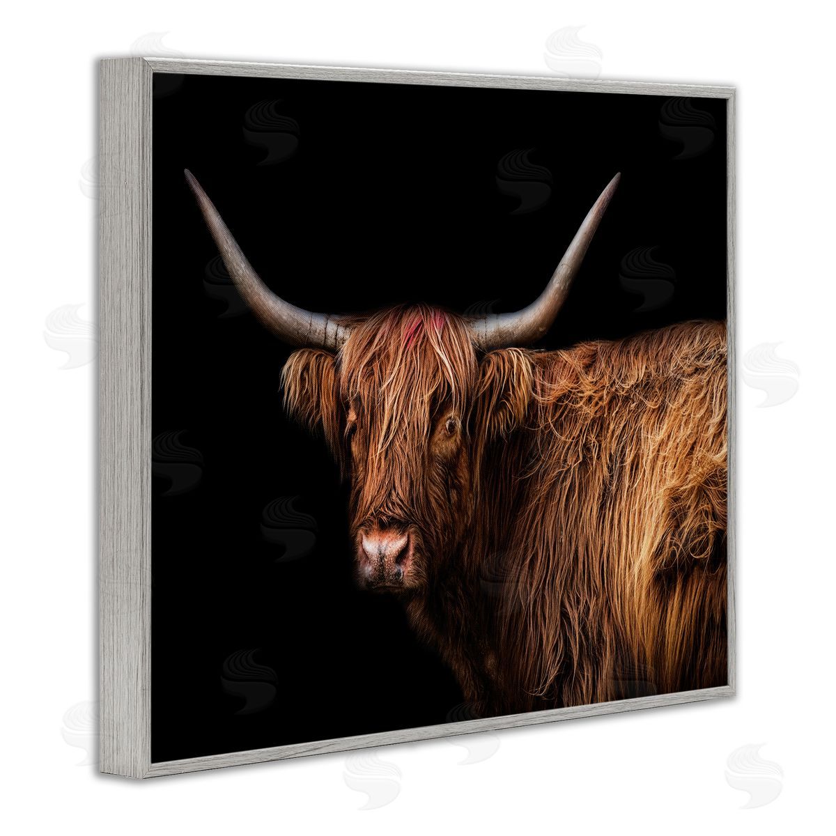 Marika Moffit Shaggy Farm Cattle Brown Country Animal Gray Framed Giclee Wall Art