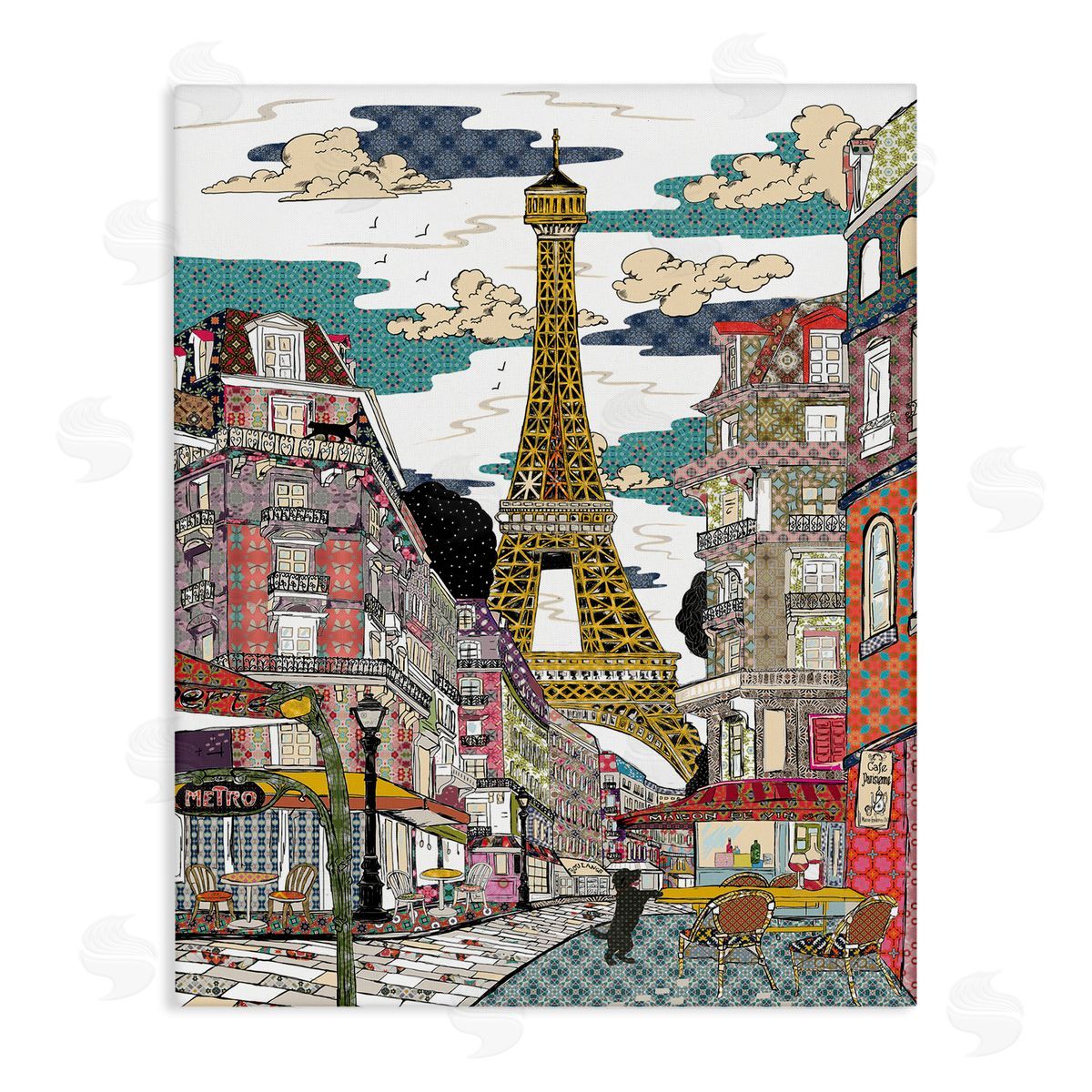 Sangita Bachelet Patchwork Pattern Paris Architecture Abstract Urban City Canvas Wall Art
