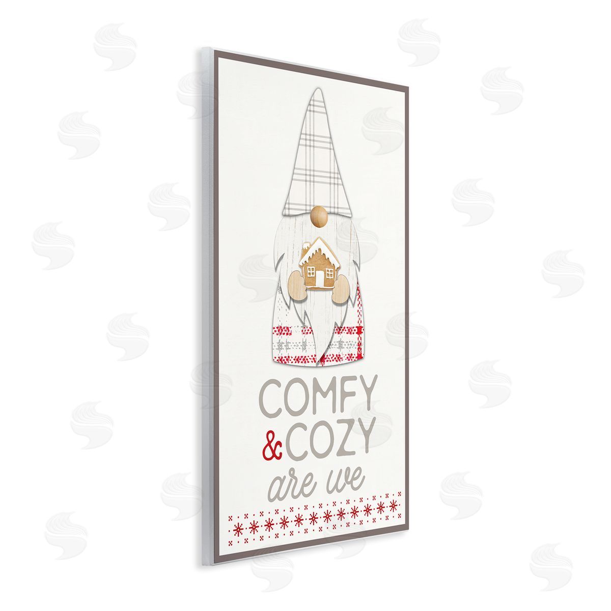 Fluidity/PDR LLC. Comfy and Cozy Phrase Red Plaid Christmas Gnome  Wall Plaque Art