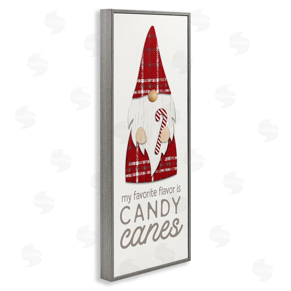 Christmas Gnome with Candy Cane Grey Frame Print Wall Art, Home Decor by PDR, LLC