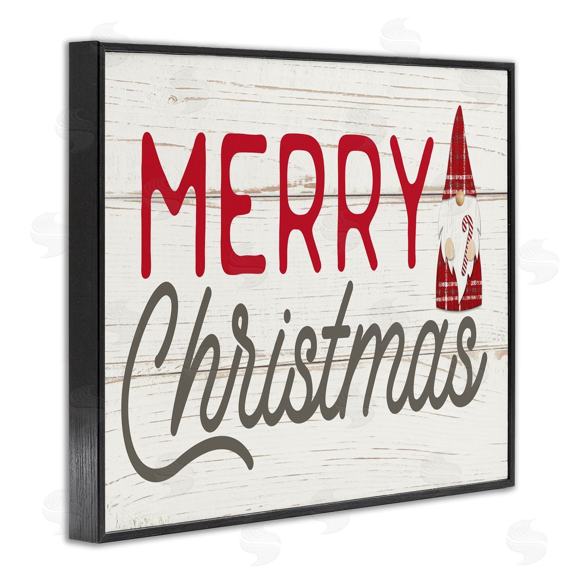 Merry Christmas Sentiments Gnome Black Frame Print Wall Art, Home Decor by PDR, LLC