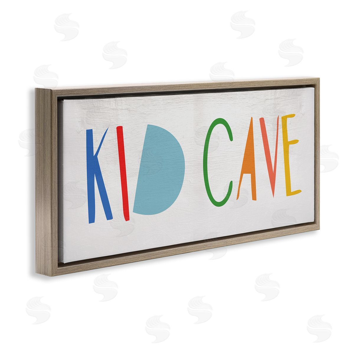 Stupell Studio Kid Cave Phrase Fun Vibrant Whimsical Typography  Brown Floater Frame Canvas Art