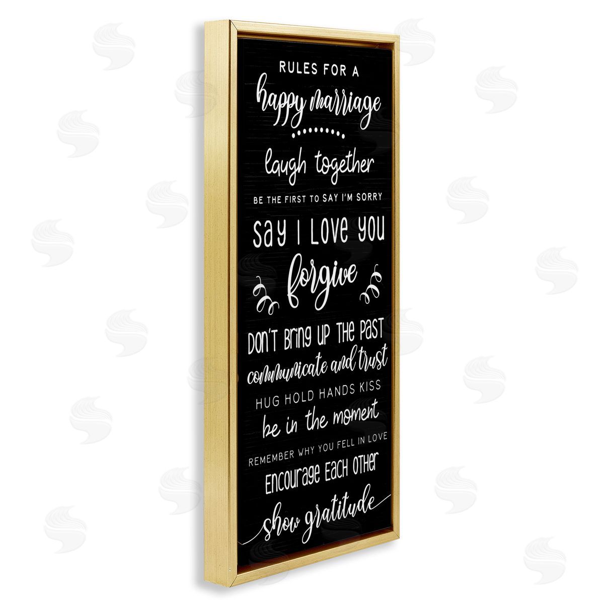 Rules for Happy Marriage Gold Floating Frame Canvas Wall Art, Home Decor by Stupell Studio